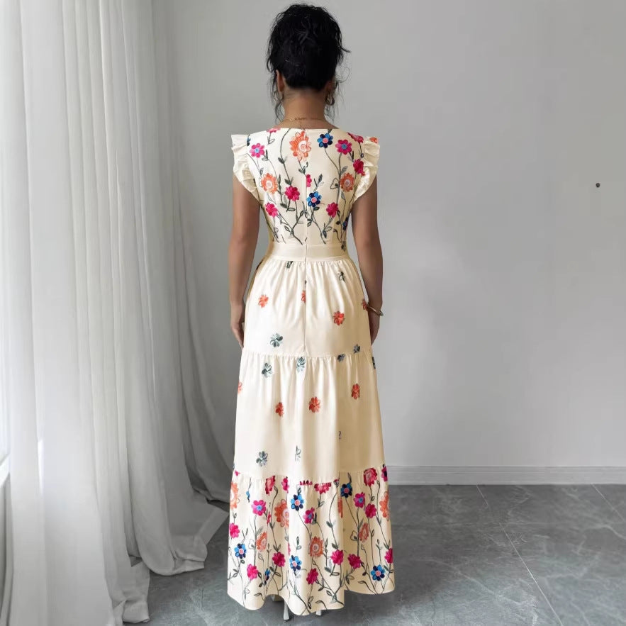 Womens Puff-sleeve Floral-print Waist-cinching Dress – Premium 0 | RICALOUX