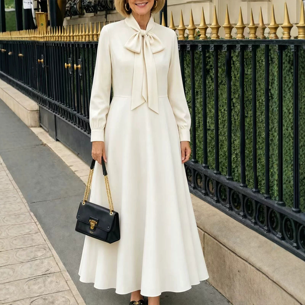 Springautumn Long-sleeve Puff-sleeve Dress With Bow Details At The Hem by Ricaloux
