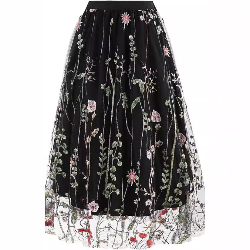 Womens Slim-Fit Floral Tulle Skirt by Ricaloux