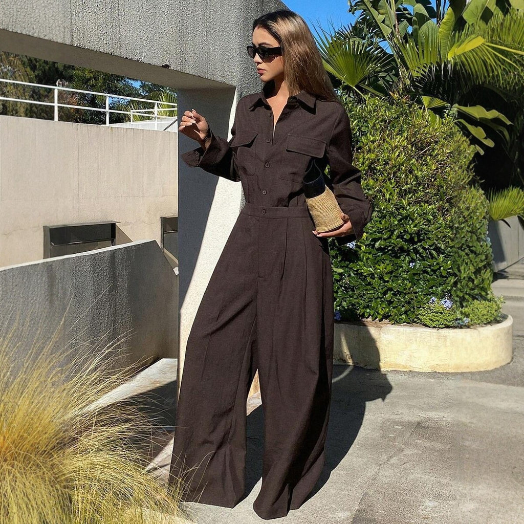 Autumn New Style Workwear-inspired Lapel Jumpsuit For Women – Premium 0 | RICALOUX