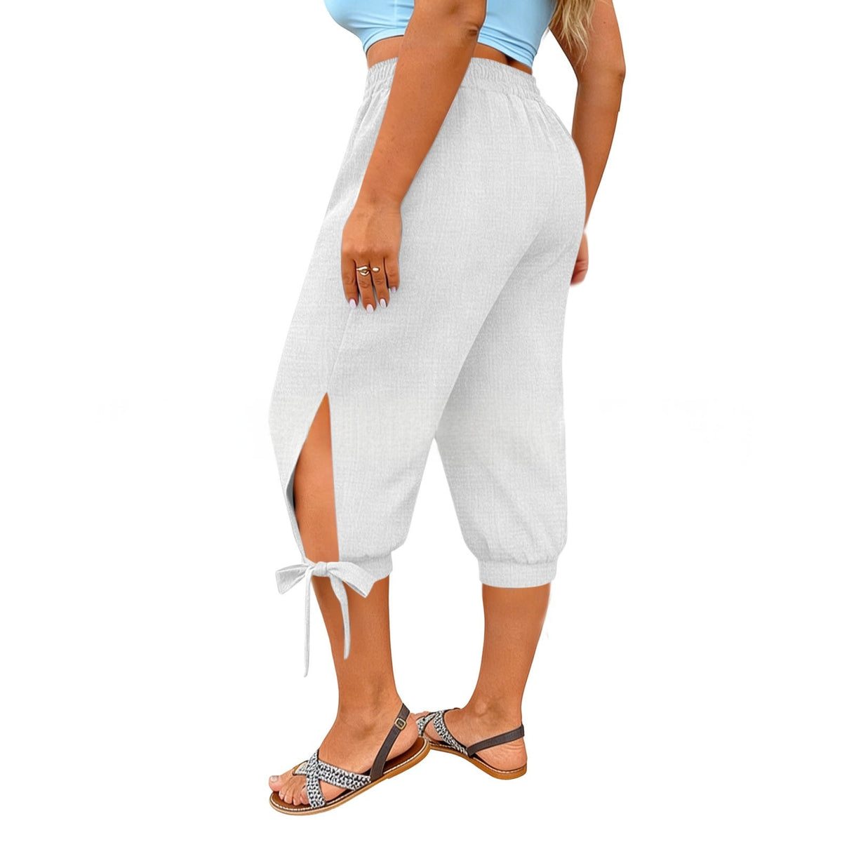 European And American Retro Chic Commuter Cropped Wide-leg Pants In Plus Size by Ricaloux