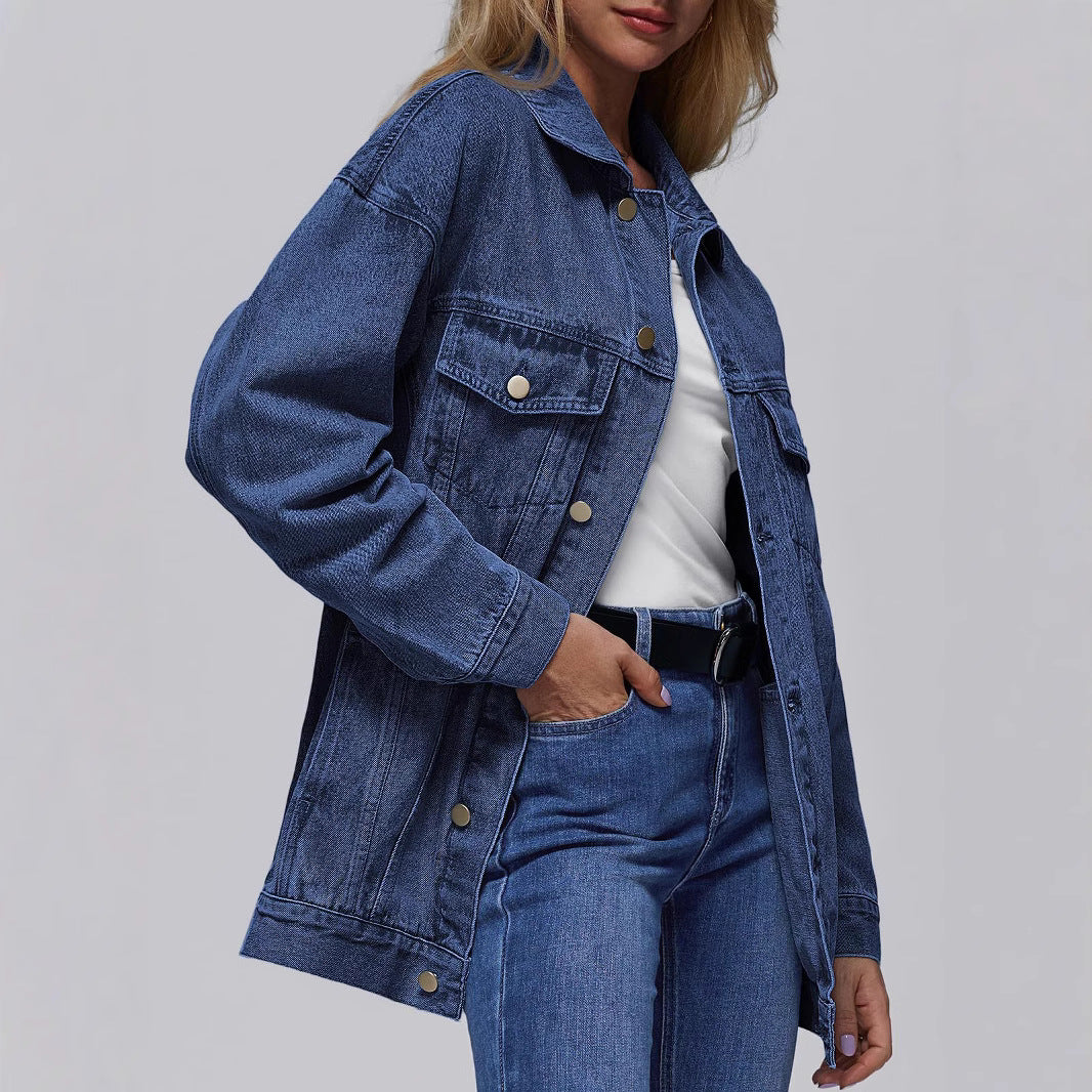Womens Denim Jacket Long Sleeves by Ricaloux
