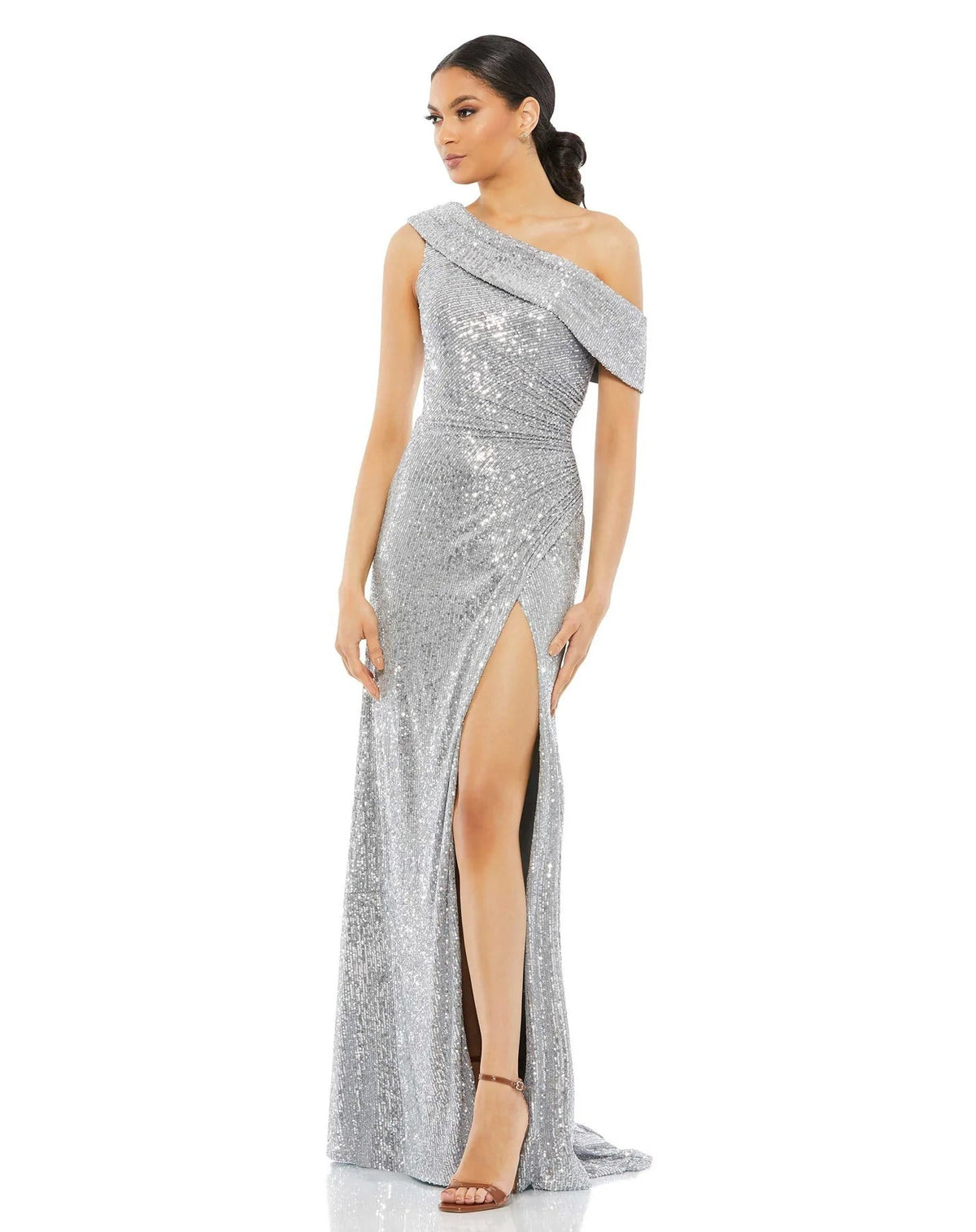 Sequined Evening Gown Chic Off-shoulder Design With A High Slit Celebrity-style Dress – Premium 0 | RICALOUX