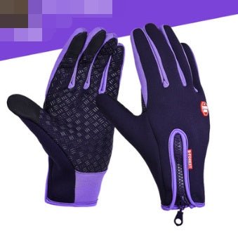 Outdoor Waterproof Gloves Touch Screen Windproof Riding Zipper Sports Winter Warm Fleece Mountaineering Gloves - RICALOUX