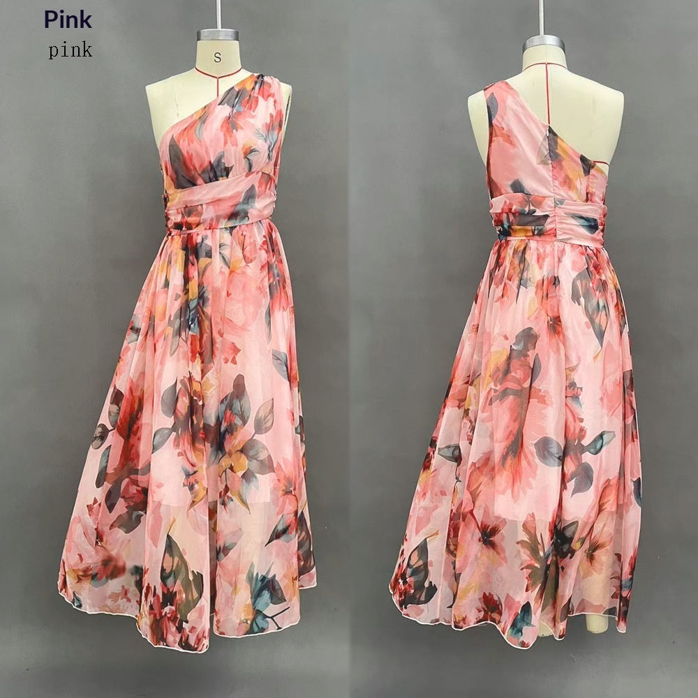Elegant Printed Off-shoulder Sleeveless Dress – Premium 0 | RICALOUX