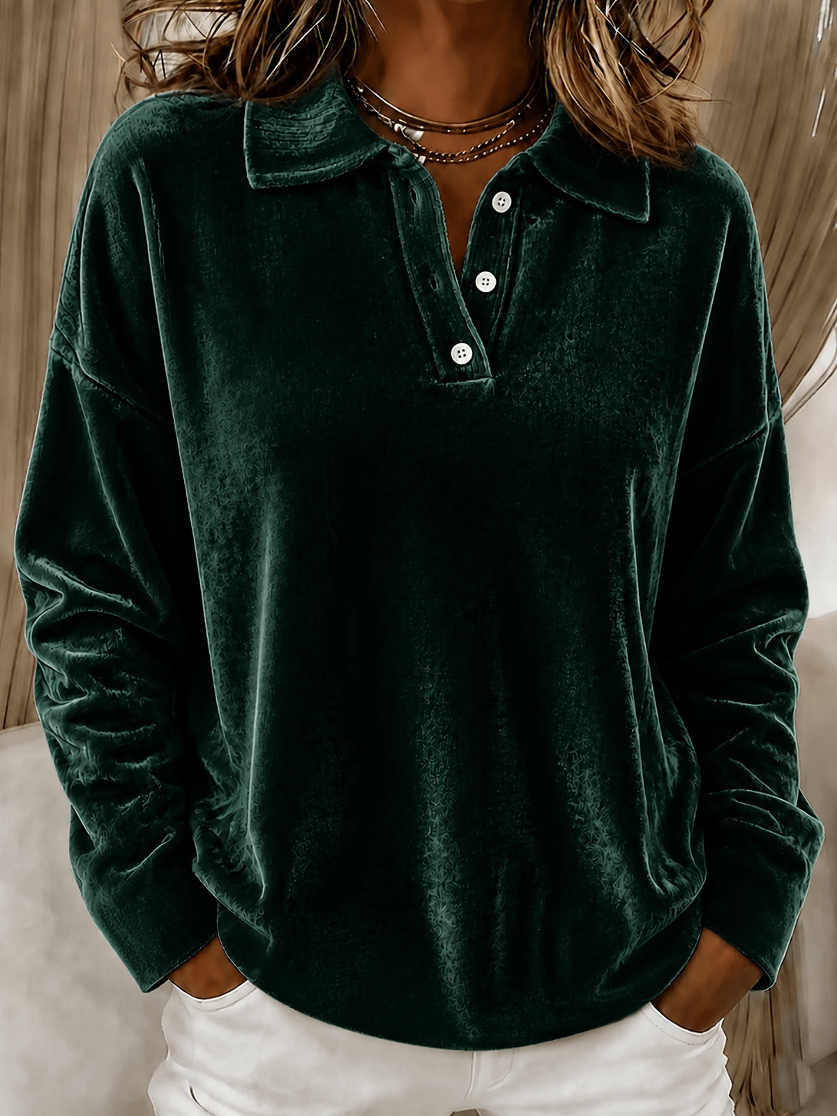 Relaxed And Versatile Long-sleeved Polo Shirt With A Turned-up Collar – Premium 0 | RICALOUX