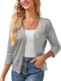 V-neck Cropped Outerwear Hollow-out Knit Cardigan by Ricaloux