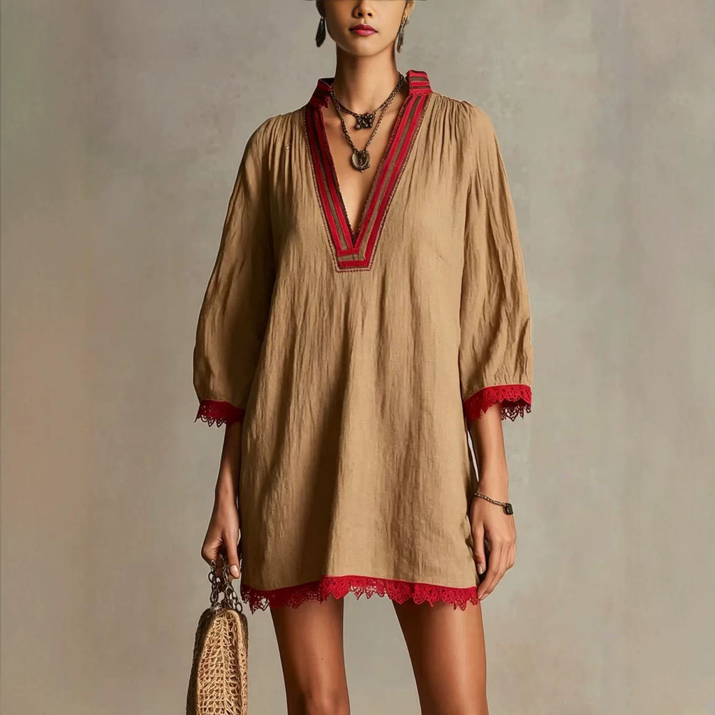 Womens V-neck Loose Casual Dress by Ricaloux