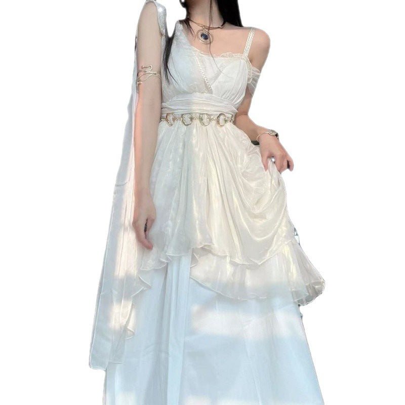 White Suspender Dress Pettiskirt - RICALOUX