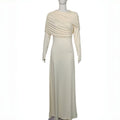 Fashionable Pleated Asymmetric Solid-Color Dress – Premium 0 | RICALOUX