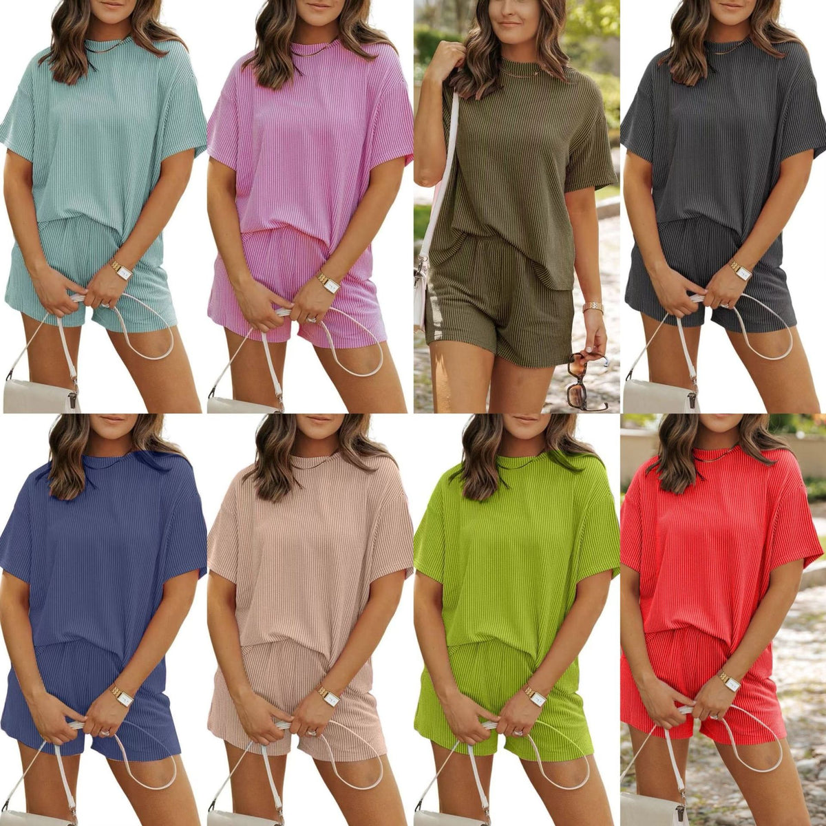 Summer Casual Chic Striped New Round-neck Womens Outfit Set – Premium 0 | RICALOUX