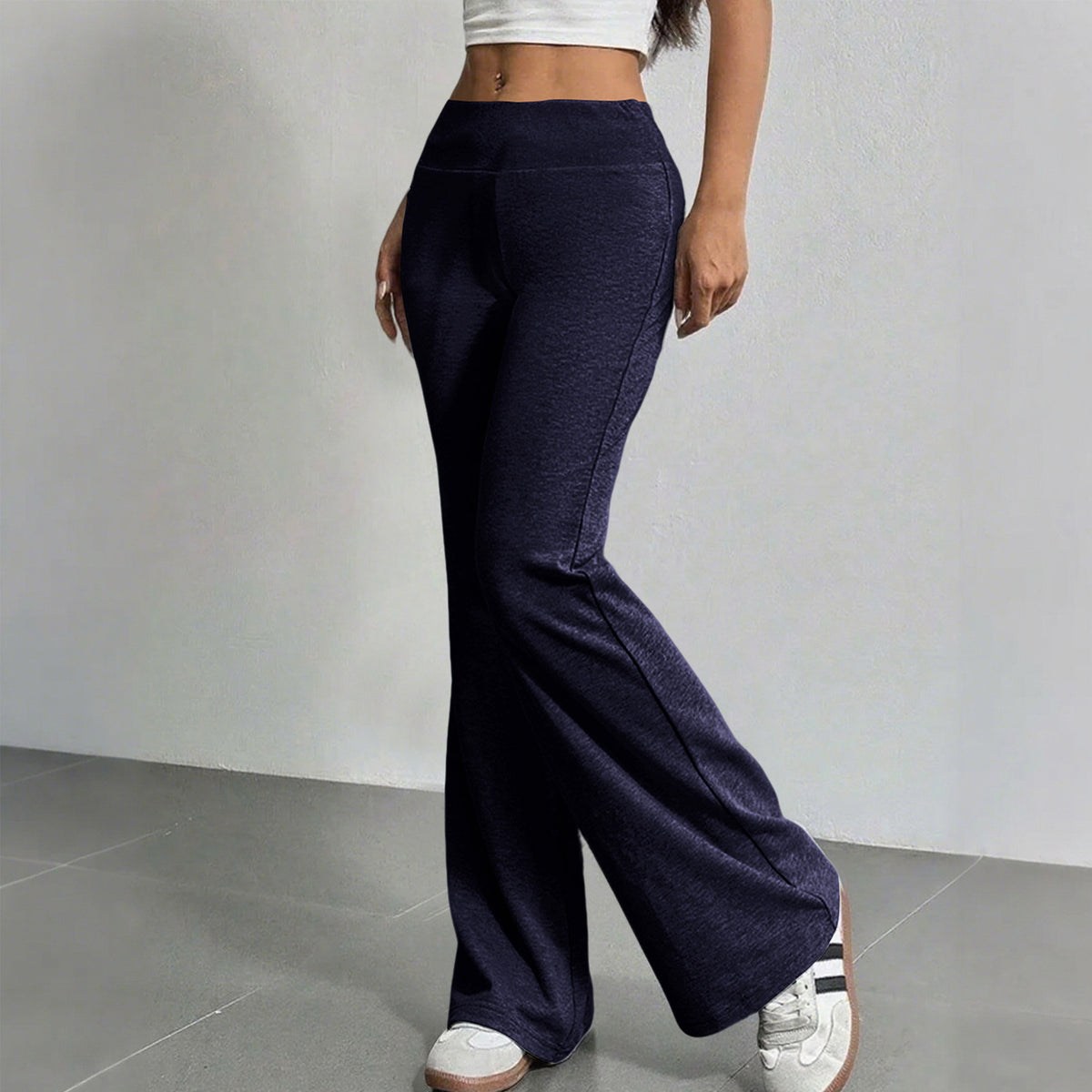 Fashionable Drawstring High-waist Casual Flared Trousers by Ricaloux