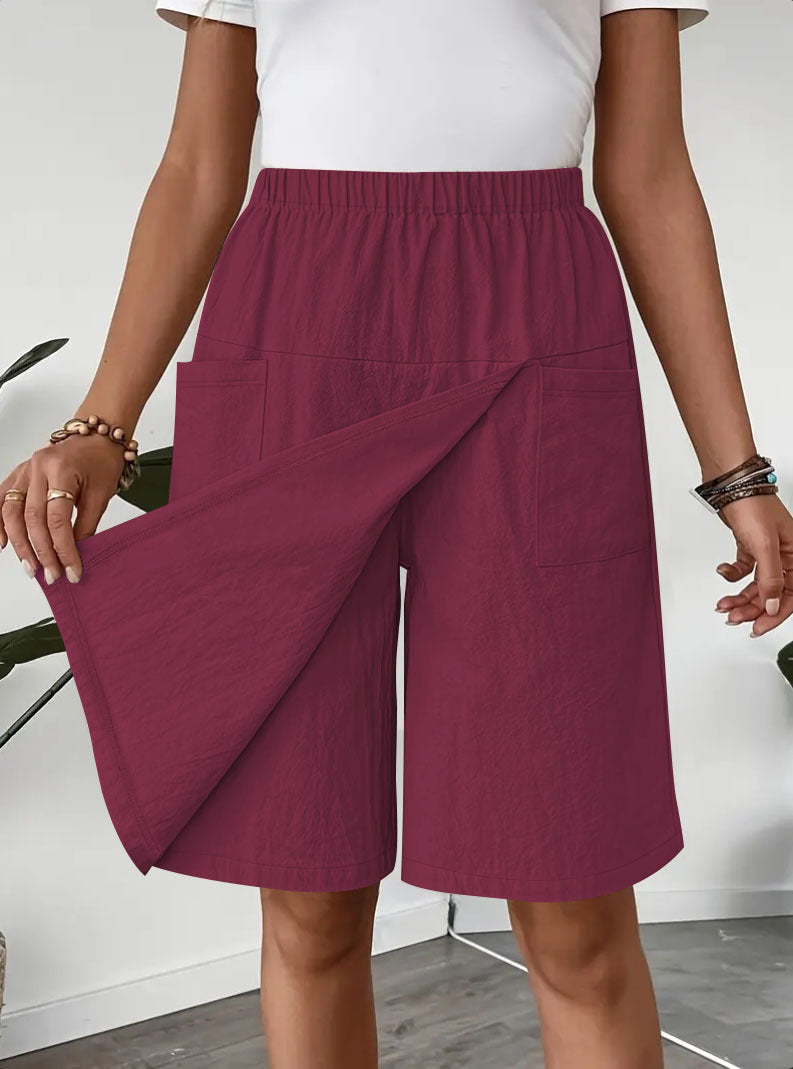 Women's Casual Elastic Waist Skort With Pockets Lightweight Wrap Front Knee-Length Shorts For Summer by Ricaloux