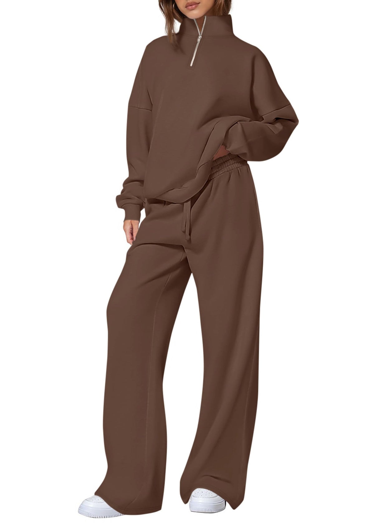 Springautumn Half-zip Sweatshirt And Straight-leg Pants Sportswear Travel Set by Ricaloux