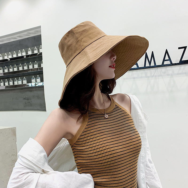 Solid-color Extra-wide-brim Sun Hat by Ricaloux