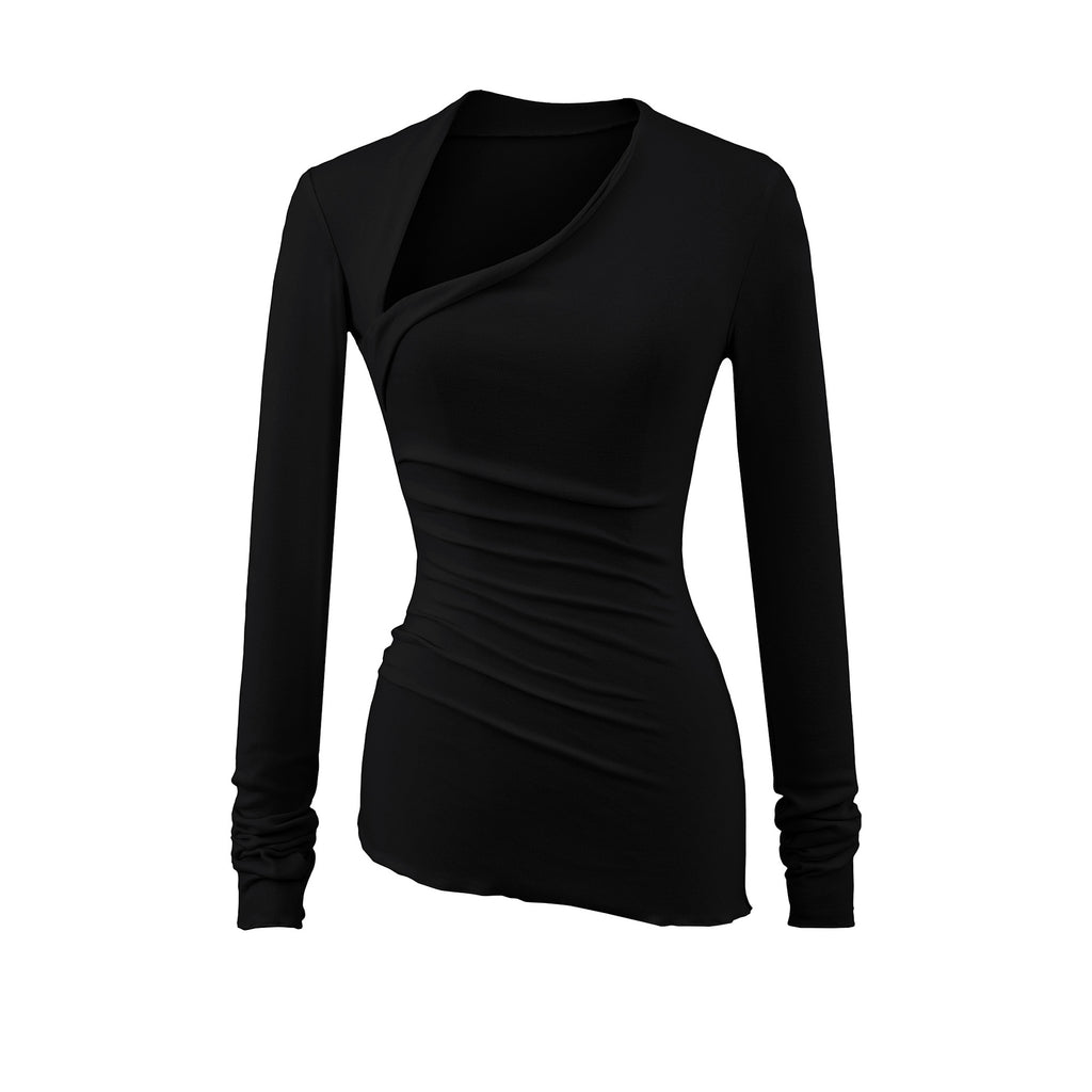 Womens Casual Solid-Color Long-Sleeve T-Shirt by Ricaloux