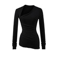 Womens Casual Solid-Color Long-Sleeve T-Shirt by Ricaloux