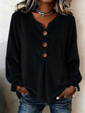 New Velvet Long Sleeve Blouse, Fashion V-Neck Button Shirt – Premium 4 | RICALOUX