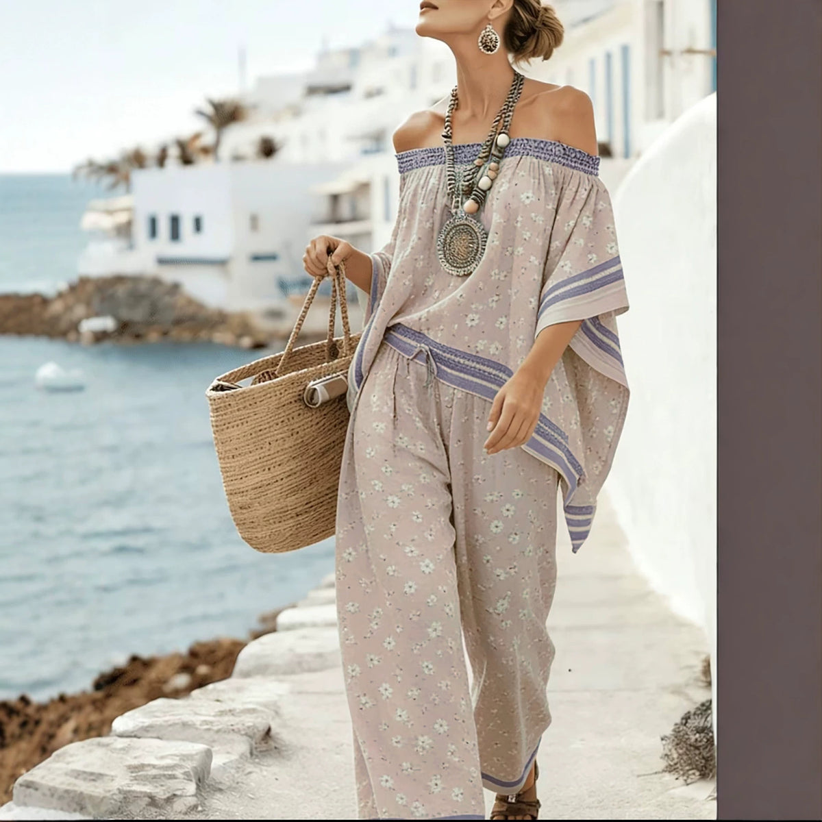 One-shoulder Top And High-waisted Wide-leg Pants Set – Premium 0 | RICALOUX