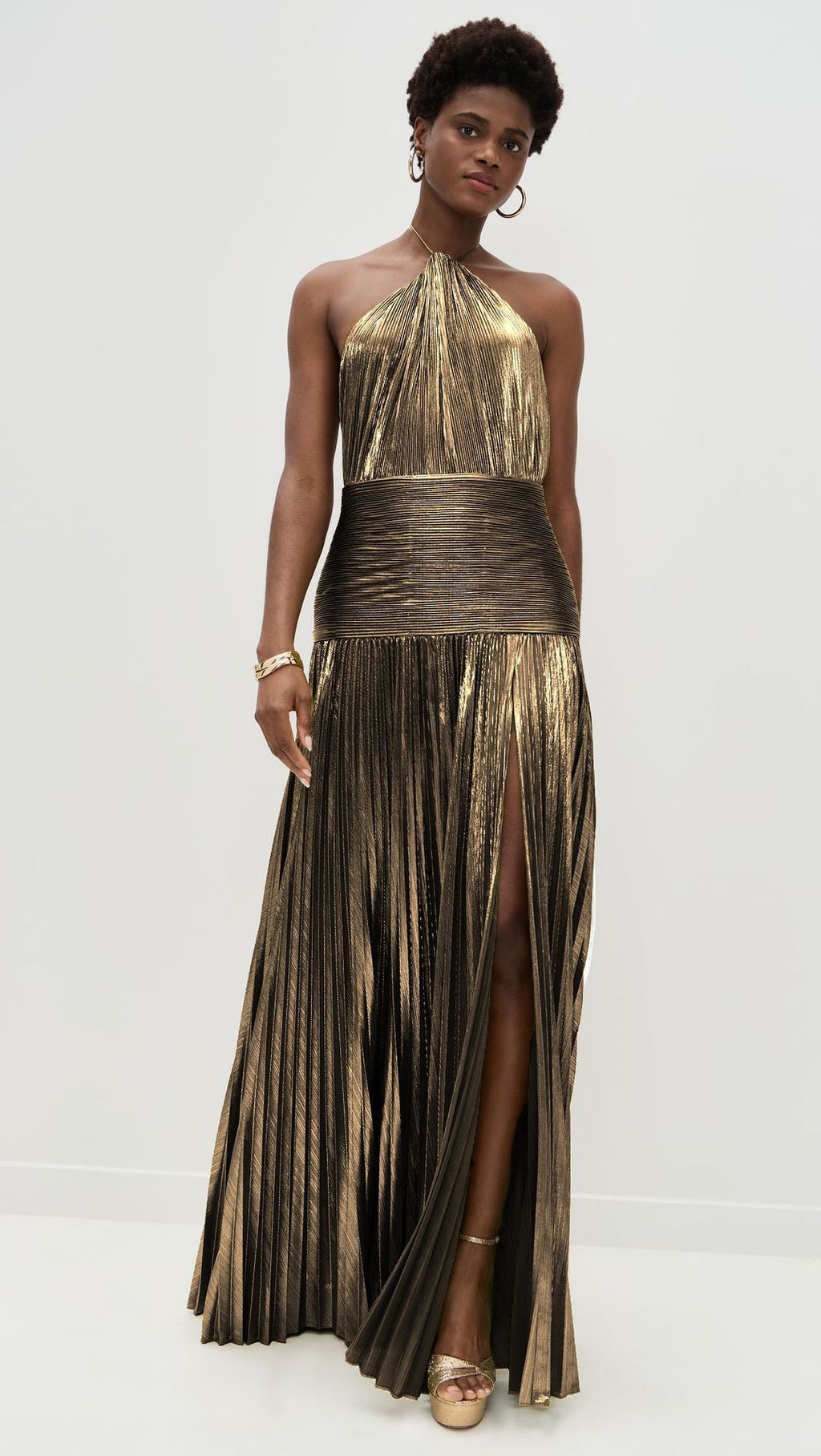 Sexy Pleated Halter Neck Long Dresses Summer Split Sleeveless Dress Evening Party Club Women's Clothing by Ricaloux