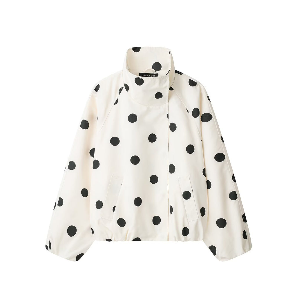 Polka-dot Turtleneck Aviator Jacket by Ricaloux