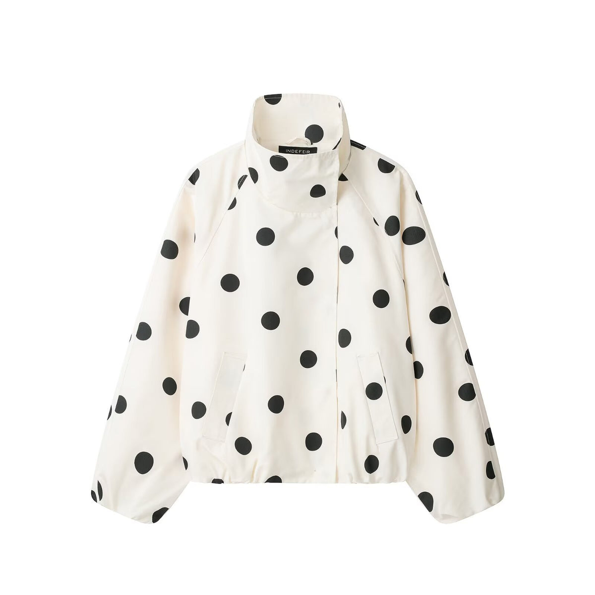 Polka-dot Turtleneck Aviator Jacket by Ricaloux