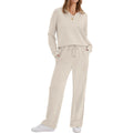 Womens Long-Sleeve Drawstring Casual Pants Set by Ricaloux