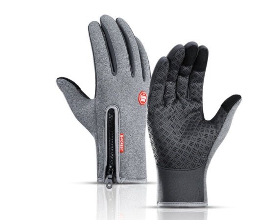 Outdoor Waterproof Gloves Touch Screen Windproof Riding Zipper Sports Winter Warm Fleece Mountaineering Gloves - RICALOUX