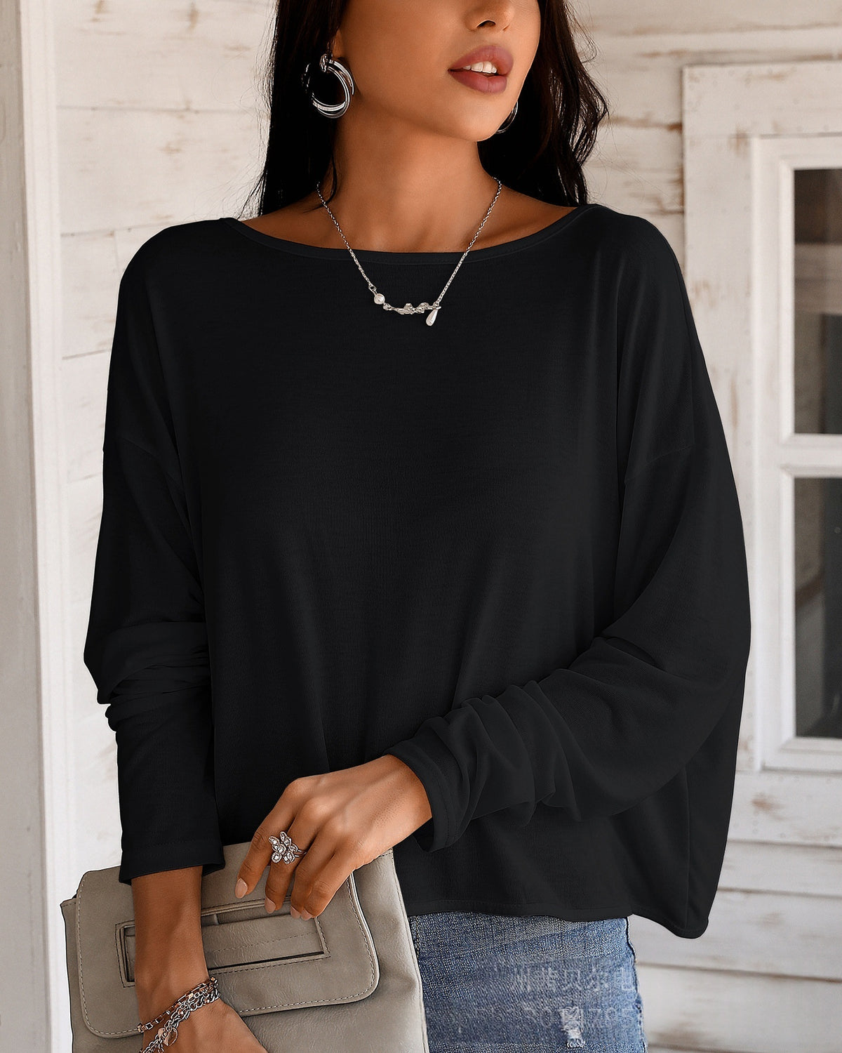 Decorative Long-sleeve Sun-protection Versatile T-shirt by Ricaloux