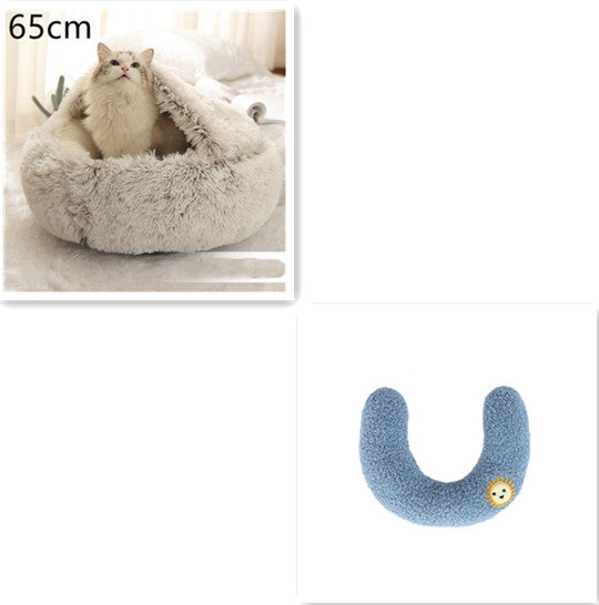 2 In 1 Dog And Cat Bed Pet Winter Bed Round Plush Warm Bed House Soft Long Plush Pets Bed Pet Products by Ricaloux