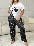 Casual Plus-Size Crew-Neck Short-Sleeve Top And Pants Set by Ricaloux