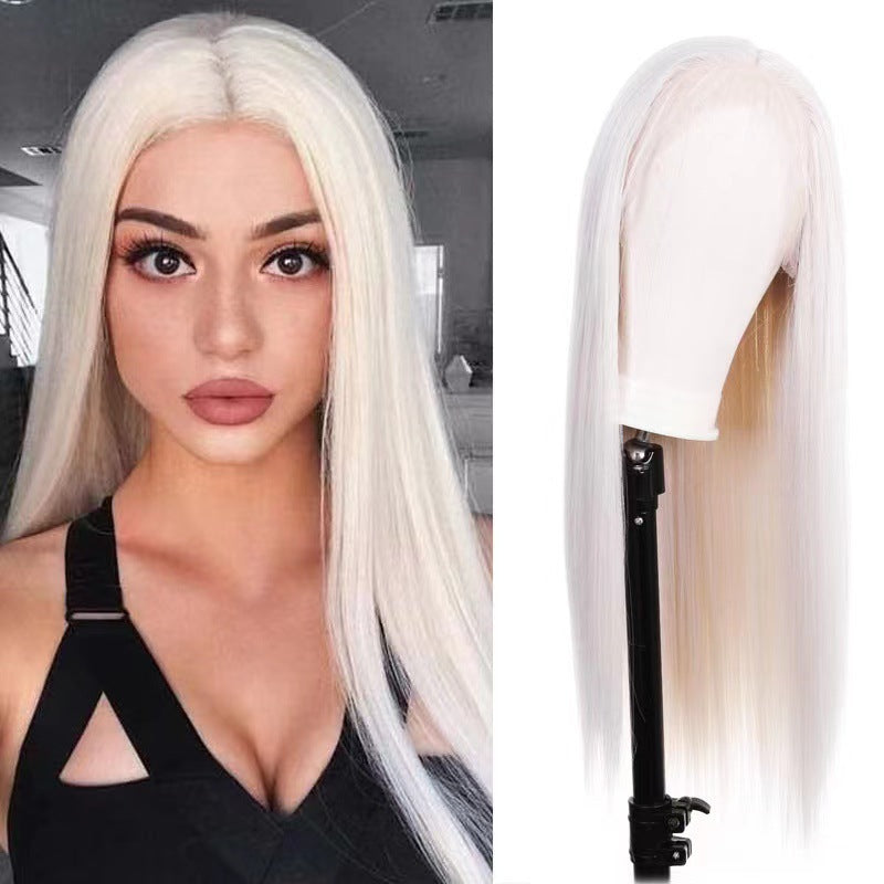 Front Lace Mid-length Straight Hair Women's High Temperature Synthetic Fiber Wigs by Ricaloux
