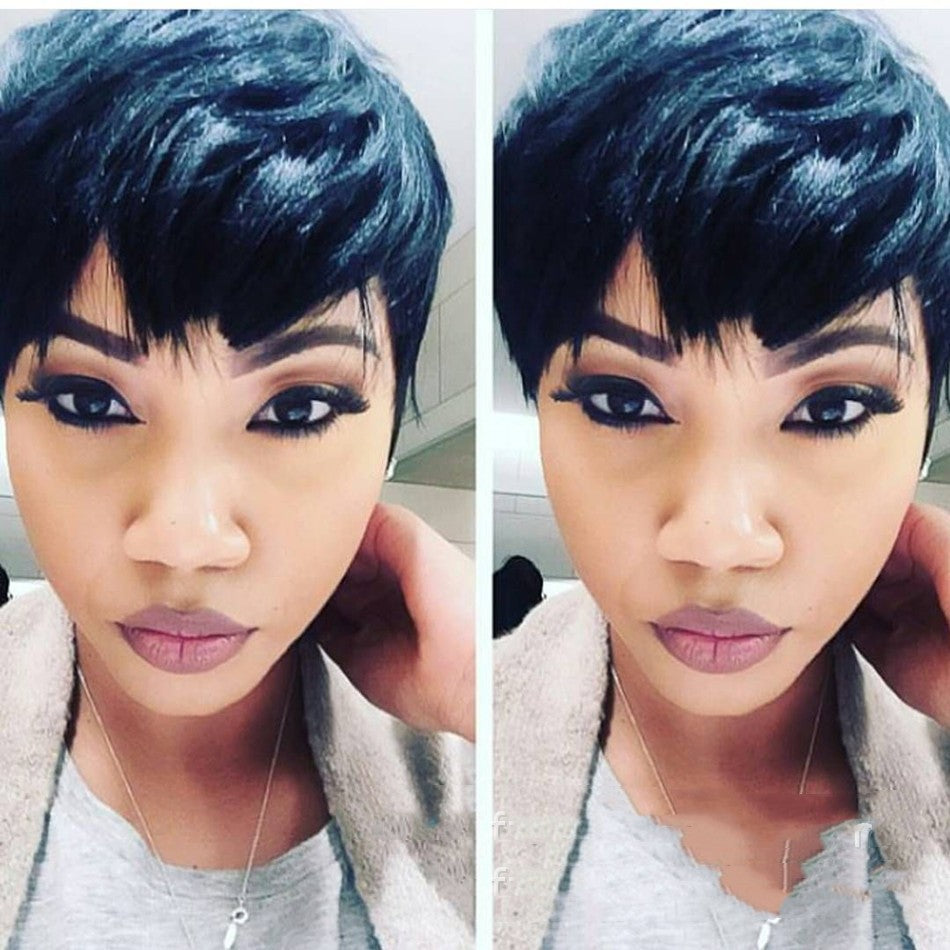Wig Female Headgear Foreign Trade Black Straight Hair Pixie Cut Black Wigs – Premium 0 | RICALOUX