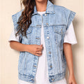 Womens Minimalist Casual Chic Denim Jacket Vest by Ricaloux