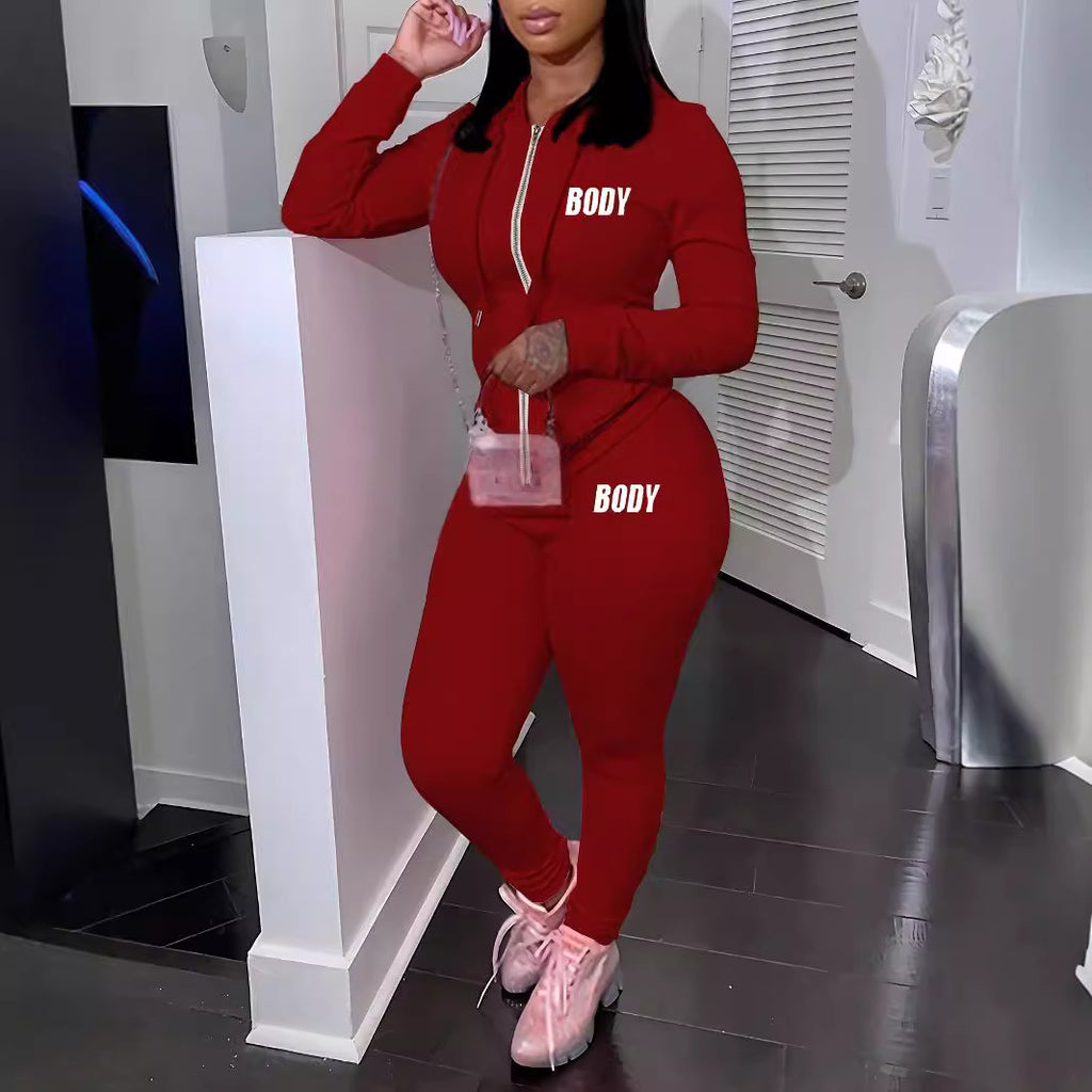 Womens Two-Piece Sweatshirt Set With Hoodie And Lettering Fashionable Outfit – Premium 0 | RICALOUX