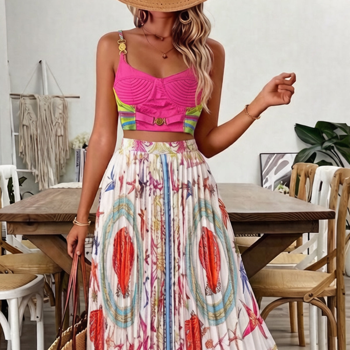 Romantic And Flowing Beach Vacation Dress Set – Premium 0 | RICALOUX