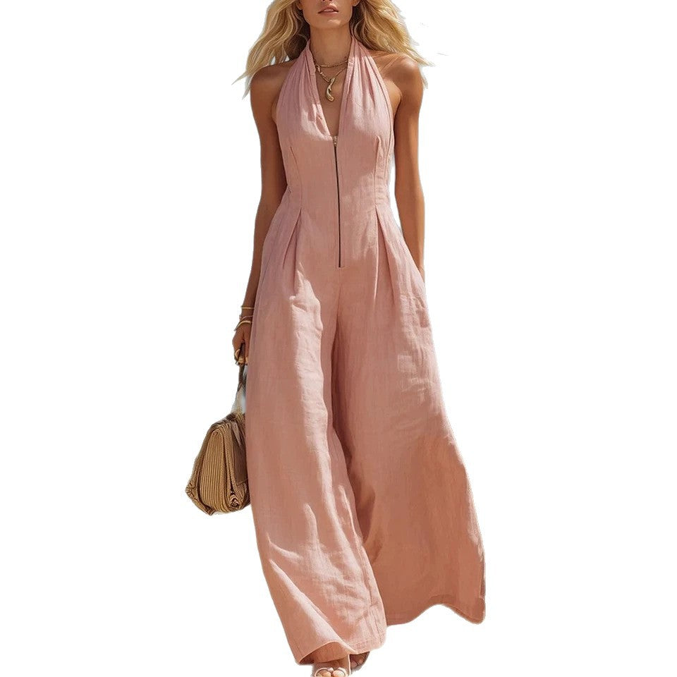 European And American Style Halter-neck Sleeveless Jumpsuit by Ricaloux