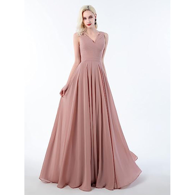 Women's V-neck Slim-fit Chiffon Dress by Ricaloux