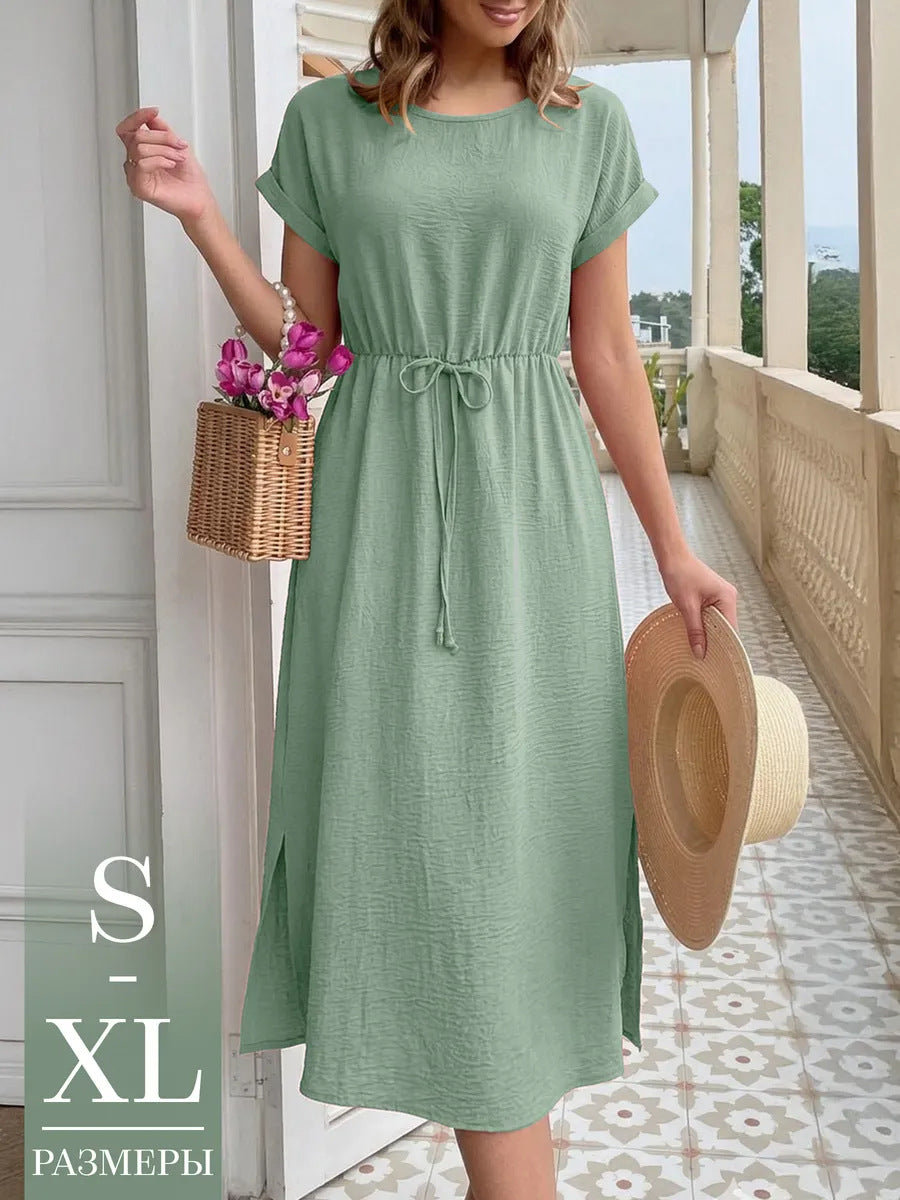Womens Casual Loose-fitting Round-neck Dress – Premium 0 | RICALOUX
