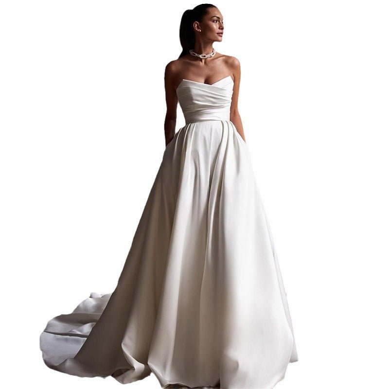 Four Seasons New Style White Satin Tube Top Simple Dress - RICALOUX