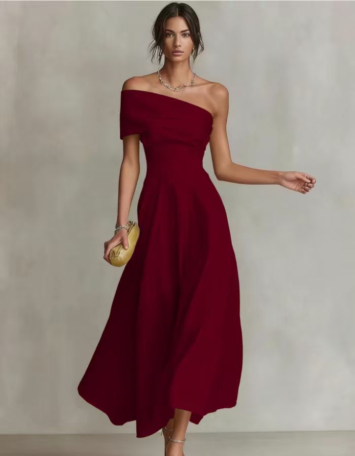 Womens Waist-cinching Off-shoulder Backless Dress by Ricaloux