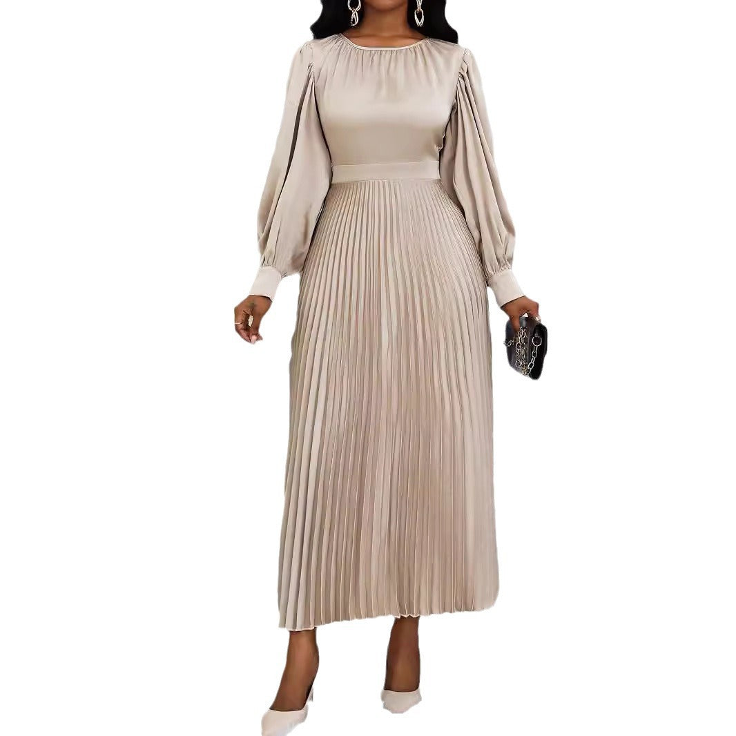 Long-sleeved Pleated Dress European And American Style by Ricaloux