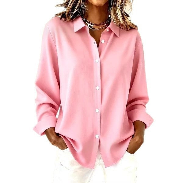 Versatile 3D-printed Solid-color Long-sleeve Womens Shirt by Ricaloux