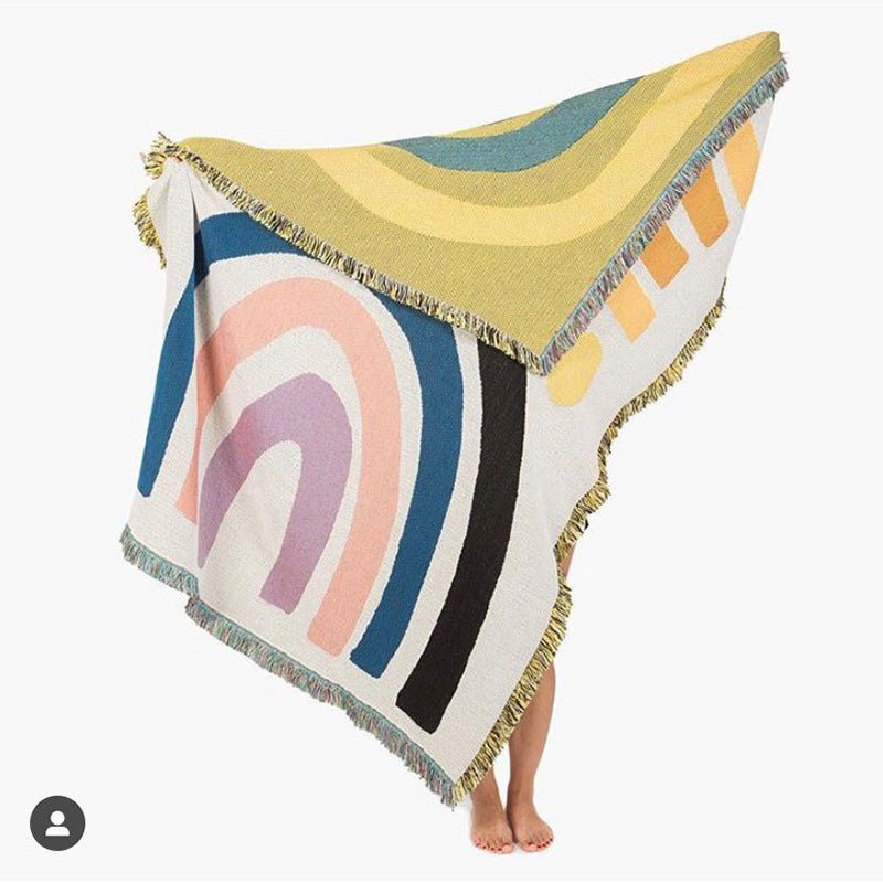 Bohemian Rainbow Blanket Tapestry Home Decor - RICALOUX
