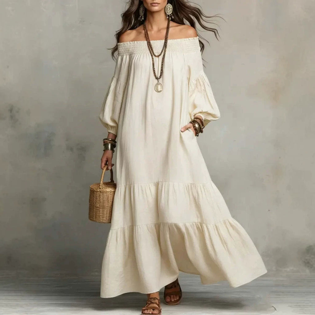Bohemian Off Shoulder Long Dress by Ricaloux