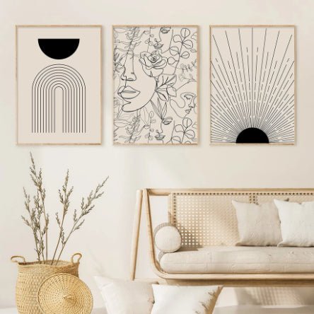 Boho Canvas Abstract Lines Home Decor - RICALOUX