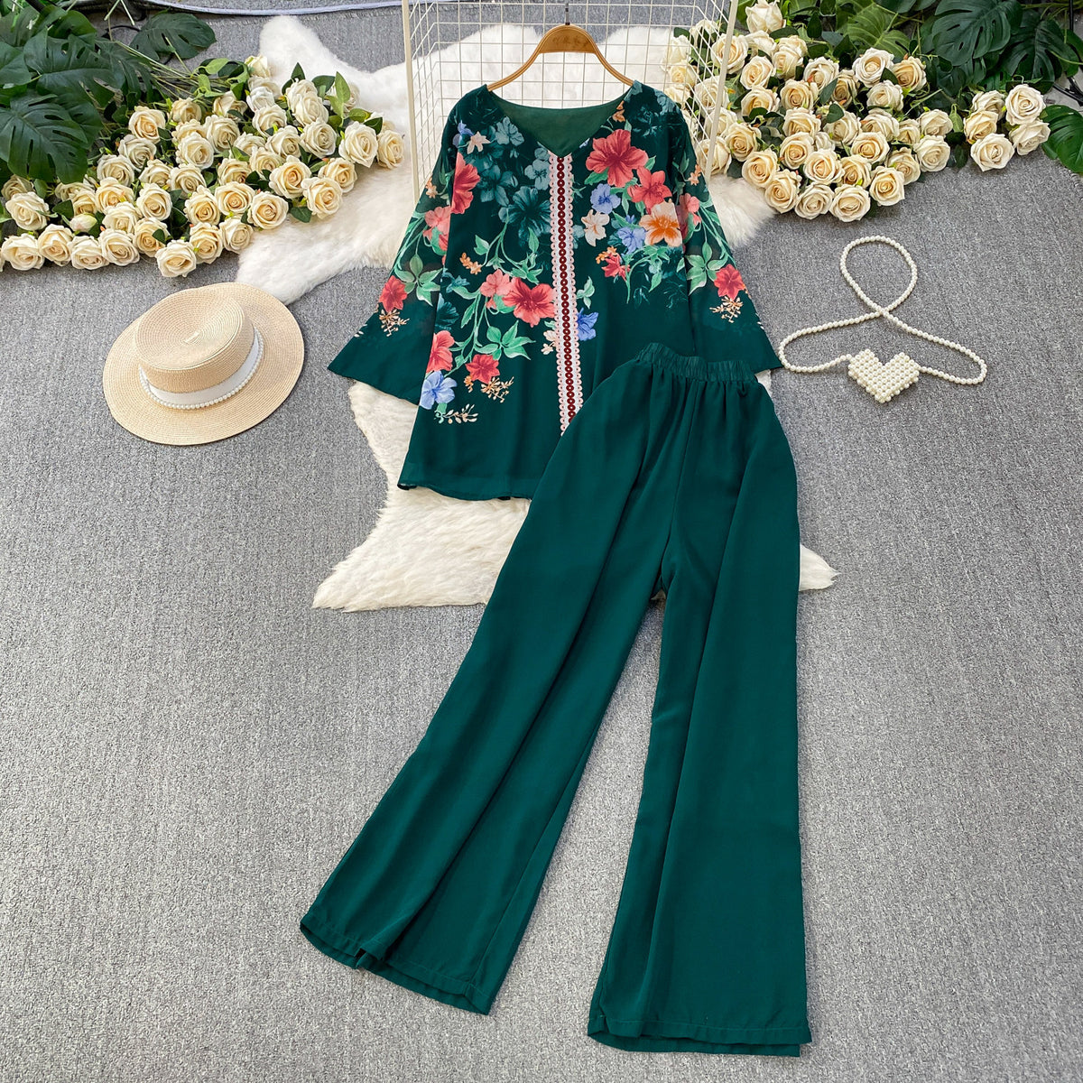 Skin-friendly Breathable Long-sleeve Top And Casual Long Pants Set by Ricaloux