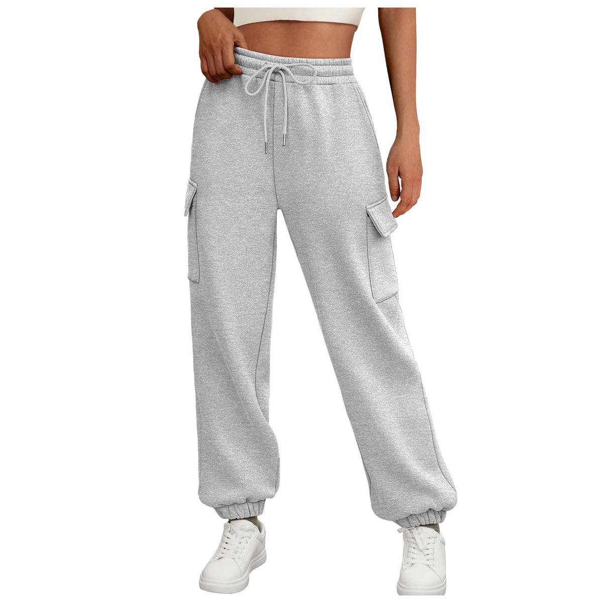 Women's Sweatpants Fleece Lined Baggy Athletic Jogger Trousers With Pockets Fall Casual Trendy Cargo Pants Fall Outfits - RICALOUX