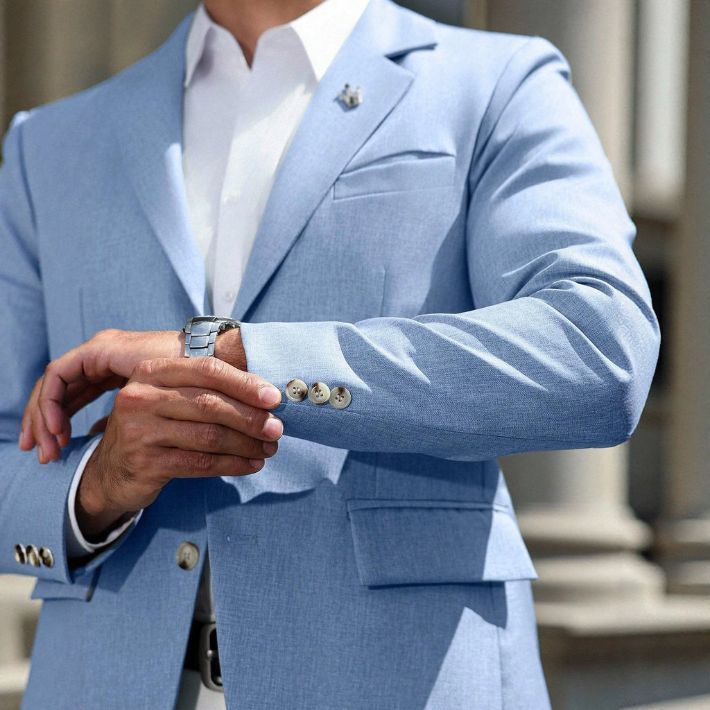 Mens Business-style Single-breasted Blazer With A Notch Lapel by Ricaloux