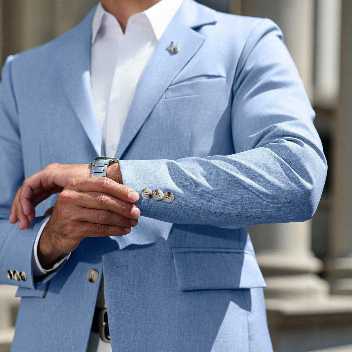 Mens Business-style Single-breasted Blazer With A Notch Lapel by Ricaloux